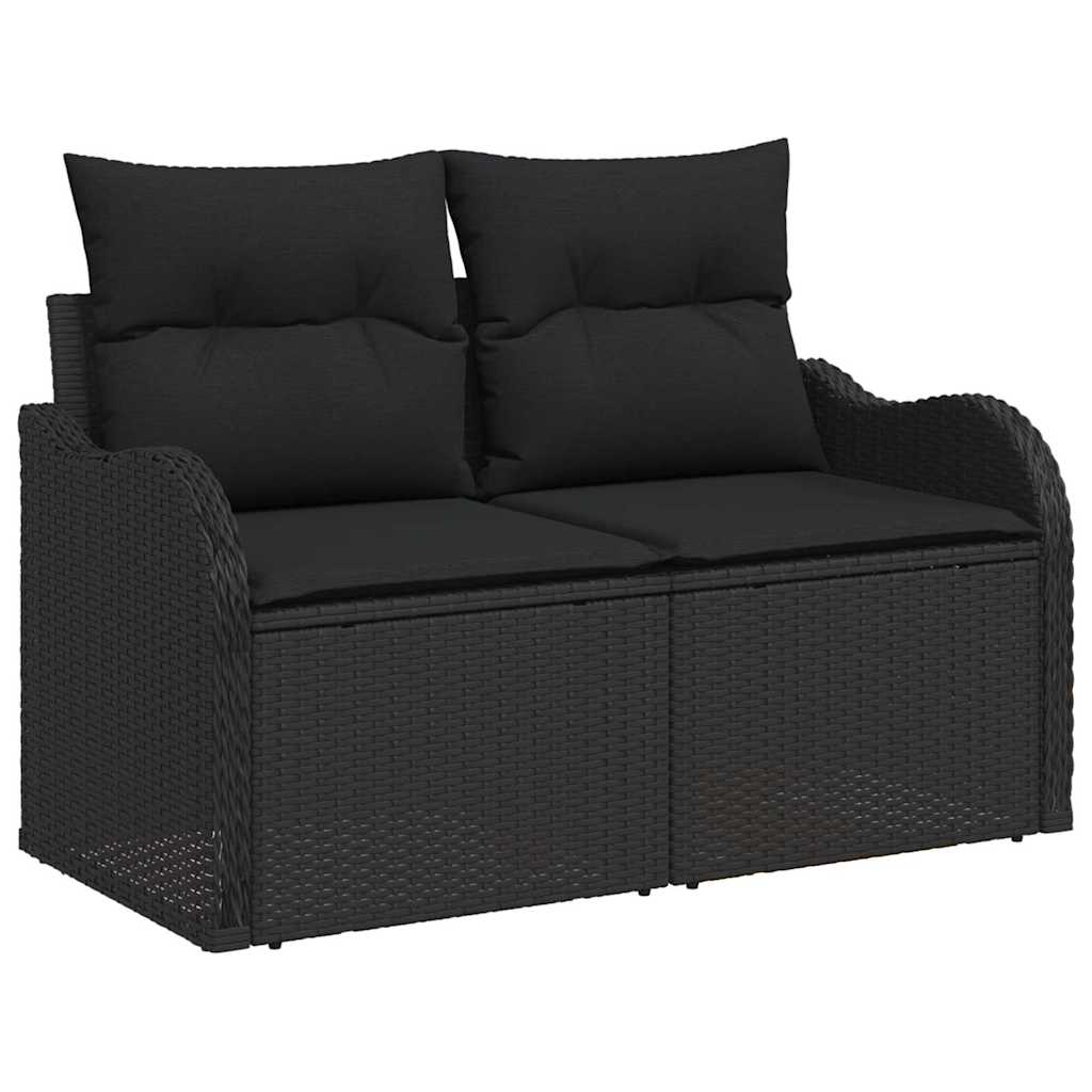 Garten-Sofa-Set mit Speicher 8 pcs Schwarz Poly Rattan
